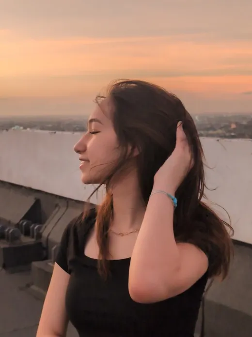 me on a rooftop at golden hour